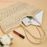 Hollow Summer Hand-Woven Tote Bag for Seaside Holiday