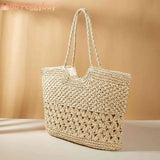 Hollow Summer Hand-Woven Tote Bag for Seaside Holiday