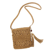 Straw Crossbody Bag Tassel Woven Shoulder Messenger Bag