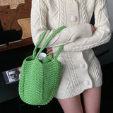 Hollow Woven Handbags Beach Casual Soft Shoulder Bag Solid Style Travel Purse
