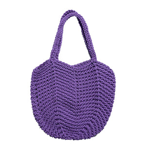 Hollow Woven Handbags Beach Casual Soft Shoulder Bag Solid Style Travel Purse