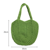 Hollow Woven Handbags Beach Casual Soft Shoulder Bag Solid Style Travel Purse