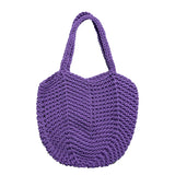 Hollow Woven Handbags Beach Casual Soft Shoulder Bag Solid Style Travel Purse