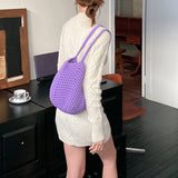 Hollow Woven Handbags Beach Casual Soft Shoulder Bag Solid Style Travel Purse