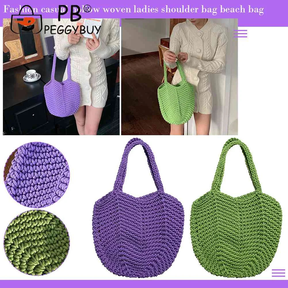 Soft Hollow Woven Handbags Female Storage Bag Casual Solid Style