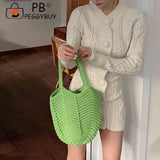 Soft Hollow Woven Handbags Female Storage Bag Casual Solid Style