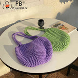 Soft Hollow Woven Handbags Female Storage Bag Casual Solid Style