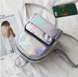 Holographic Backpack Pu Backpacks Hologram Pink/silver Bags Women Mini Mochila