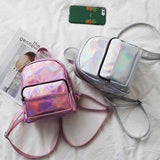 Holographic Backpack Pu Backpacks Hologram Pink/silver Bags Women Mini Mochila