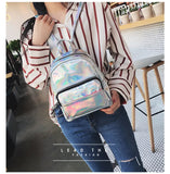 Holographic Backpack Pu Backpacks Hologram Pink/silver Bags Women Mini Mochila
