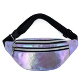 Holographic Fanny Pack Hologram Waist Bag PU Beach Travel Hip Bum Zip Shoulder