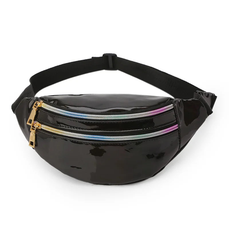 Holographic Female Belt Bag Chest Phone Pouch Lady Banana Purse