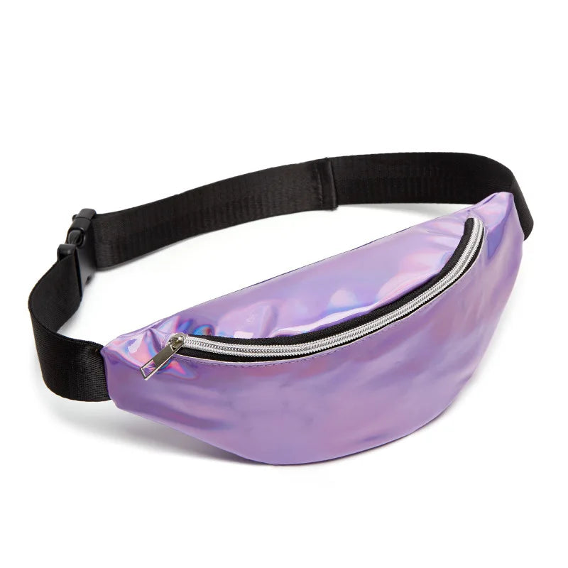 Silver Holographic Laser Waist Bag for Women