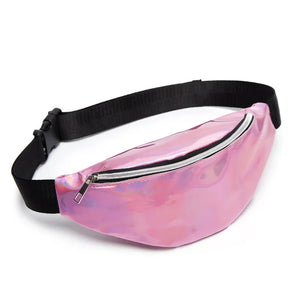 Silver Holographic Laser Waist Bag for Women