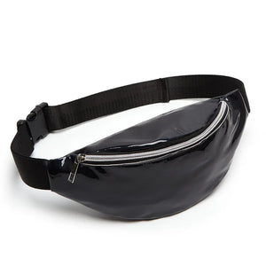 Silver Holographic PVC Laser Women Waist Pack Shining Fanny Pack Mobile Purse