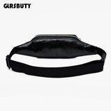 Holographic Retro PU Fanny Pack Girls Bum Waist Bag Pink Women`s Belt Bag