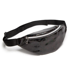 Pink Silver Holographic Waist Bag Fanny Pack Women Female Belt Bag