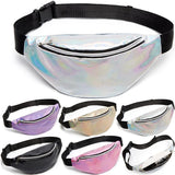 Holographic Waist Bags Women Pink Silver Fanny Pack Beach Travel
