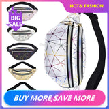 Geometric Holographic Waist Bag Pink Silver