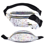 Pink Silver Holographic Waist Bag Geometric Female Belt Bag
