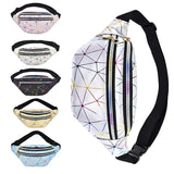 Pink Silver Holographic Waist Bag Geometric Female Belt Bag