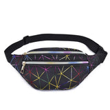 Pink Silver Holographic Waist Bag Geometric Female Belt Bag
