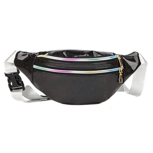 Silver Holographic Waist Bag for Women Geometric Fanny Pack
