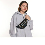Silver Holographic Waist Bag Geometric Fanny Pack Female Belt Bag