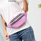 Silver Geometric Fanny Pack Women Waist Bag