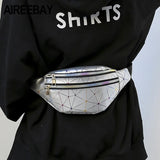 Silver Geometric Fanny Pack Women Waist Bag