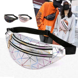 Silver Holographic Waist Bag Geometric Fanny Pack Female Belt Bag