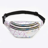 Silver Holographic Waist Bag Geometric Fanny Pack Female Belt Bag