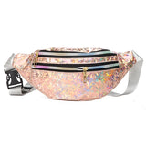 Silver Holographic Waist Bag for Women Geometric Fanny Pack