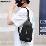 Male Shoulder Bags USB Charging Crossbody Anti Theft