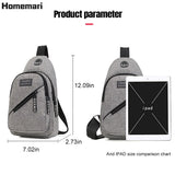 Male Shoulder Bags USB Charging Crossbody Anti Theft