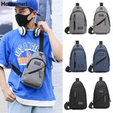 Male Shoulder Bags USB Charging Crossbody Anti Theft