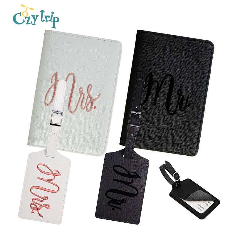 Mr & Mrs Passport Wallets Travel Set Embroidered Waterproof Couple Cover