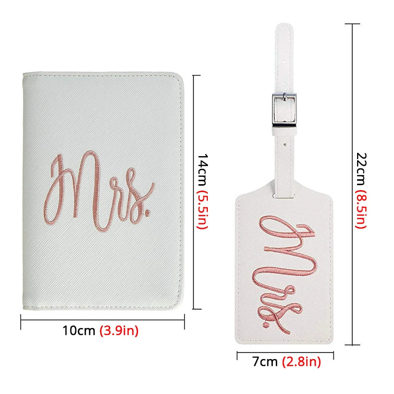 Mr & Mrs Passport Wallets Travel Set Embroidered Waterproof Couple Cover