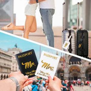 Mr Mrs Passport Holder & Luggage Tags Set Wedding Bridal Gift