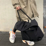 HK Style Casual Shoulder Bag Retro Travel Dark Messenger Bag