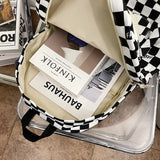 HK Wind Checkerboard Schoolbag for College Students