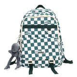 HK Wind Checkerboard Schoolbag for College Students