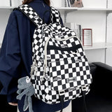 HK Wind Checkerboard Schoolbag for College Students