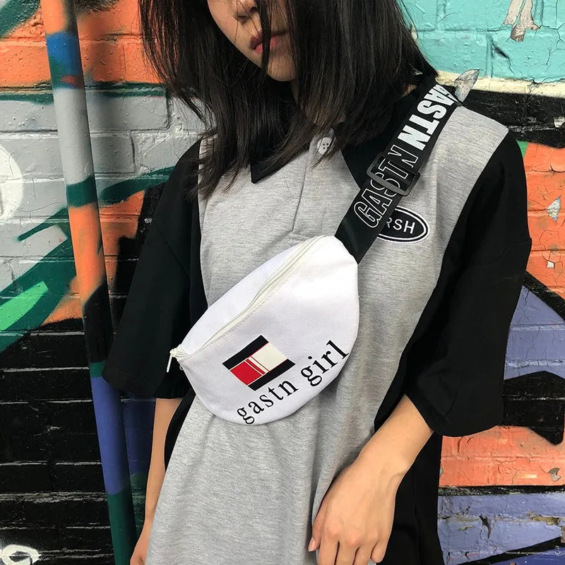 Hongkong Style Girl Literary Chest Bag Casual One Shoulder Cross Body Pocket