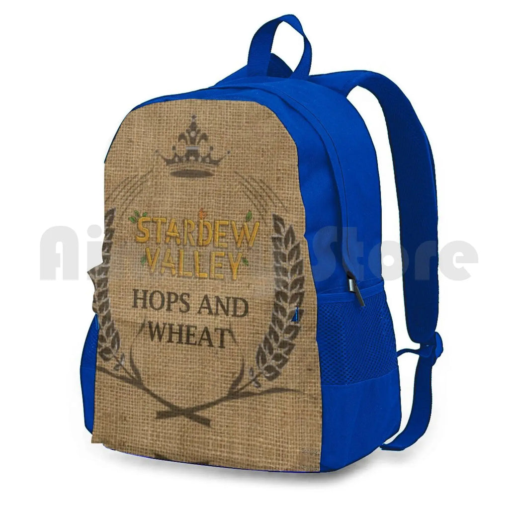 Hops & Wheat Crop Vintage Burlap Sack Outdoor Hiking Backpack
