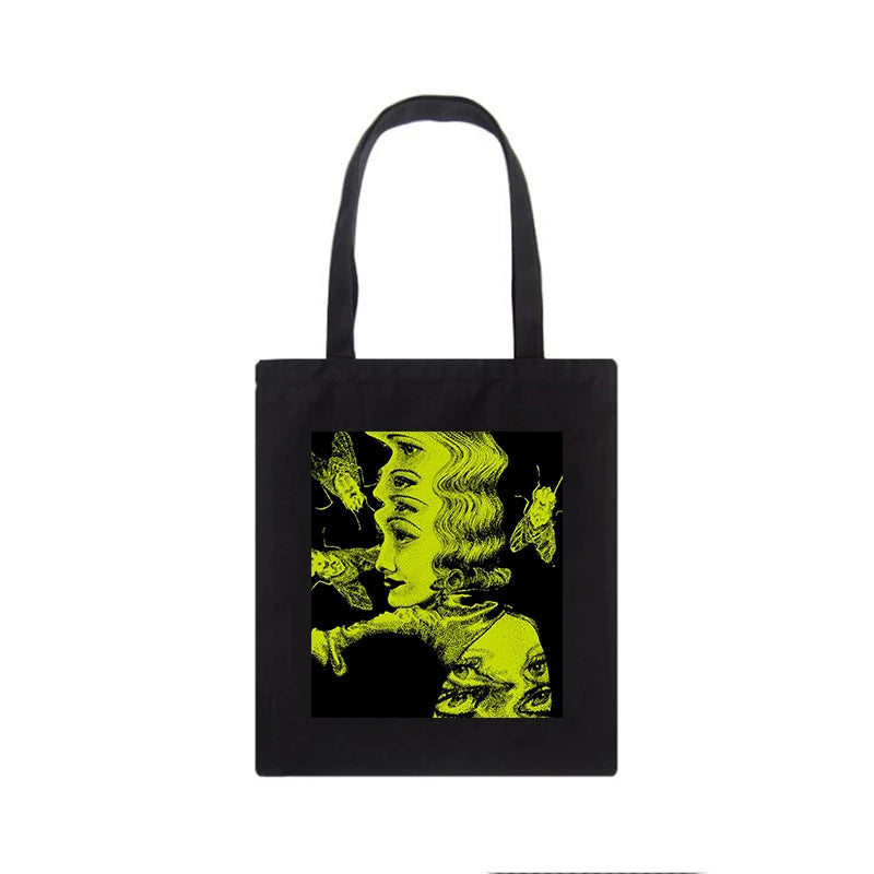 Gothic Horror Women Canvas Bag Vintage Dark Large Capacity Cartoon