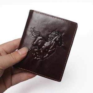 Vintage 3D Horse Motif Leather Wallet for Men
