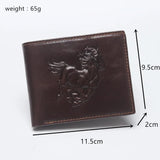 Vintage 3D Horse Motif Leather Wallet for Men
