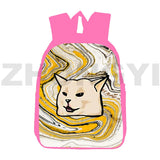 12/16 Inch 3D Cat Backpack Pink Canvas Girl Cartoon Schoolbag