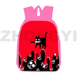 12/16 Inch 3D Cat Backpack Pink Canvas Girl Cartoon Schoolbag